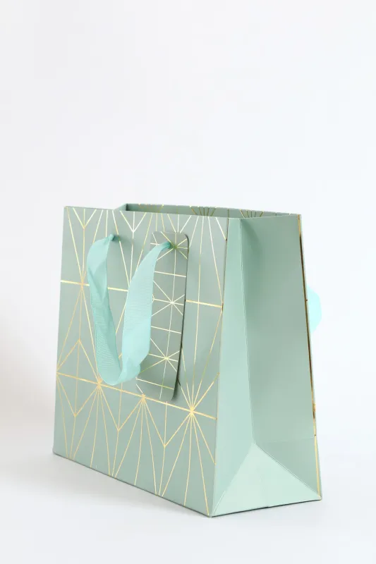 Diamond Foil Print Gift Bag - Sage sold by Edgars