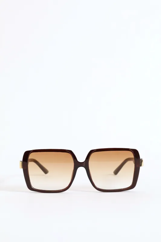 Floating Square Metal Trim Sunglasses - Brown sold by Edgars