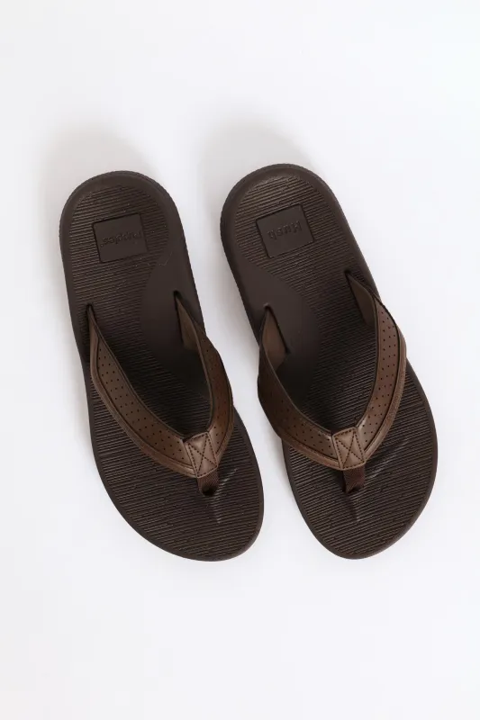 Strut Wide Vamp Sandal - Brown sold by Edgars
