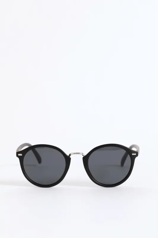 Round Metal Nose Sunglasses - Black made by Edgars