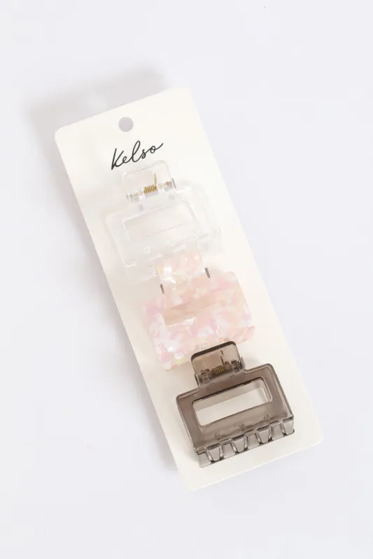 3 Pack Square Hair Grip - Light Pink sold by Edgars