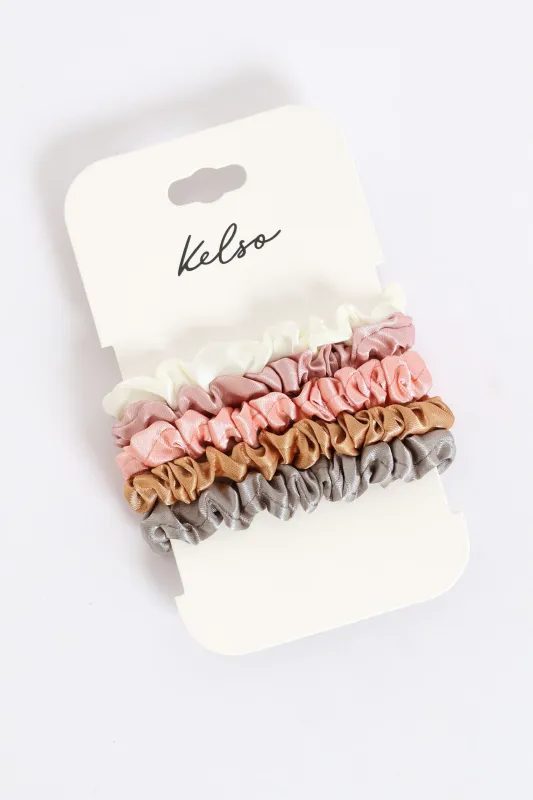 5 Pack Skinny Hair Scrunchies - Multi sold by Edgars