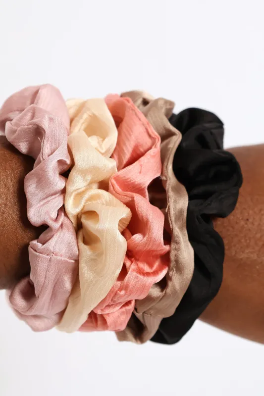 5 Pack Text Hair Scrunchies - Multi sold by Edgars