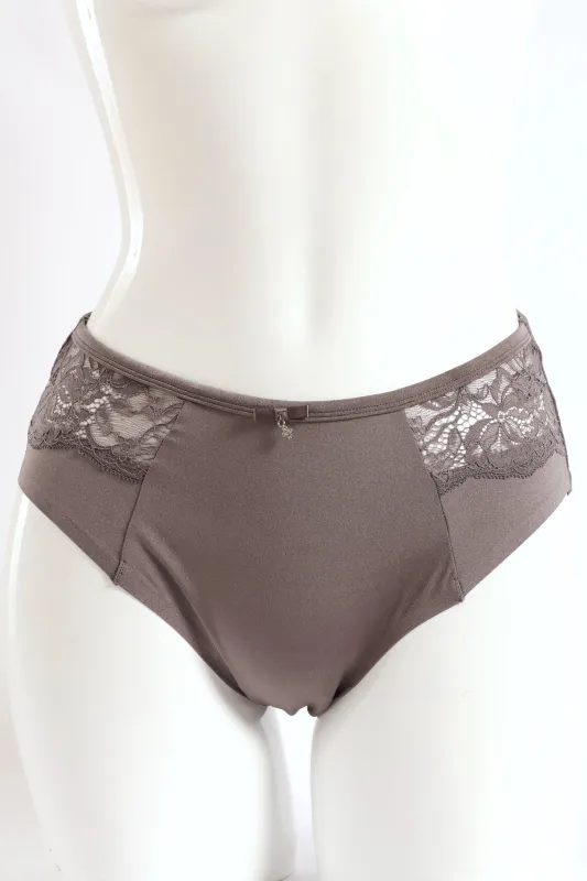 Bonded Microfibre & Lace Boyleg Panty - Grey sold by Edgars