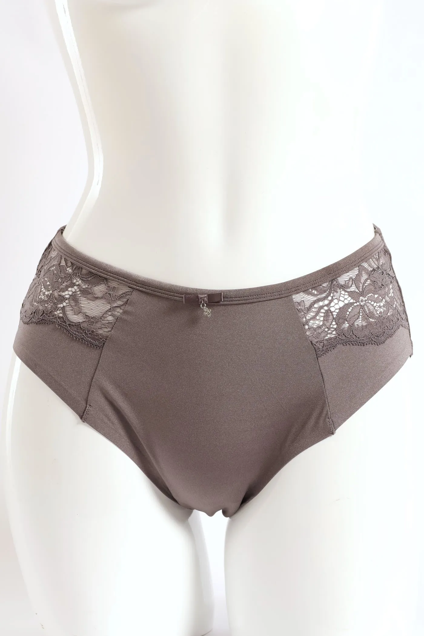 Bonded Microfibre & Lace Boyleg Panty - Grey sold by Edgars