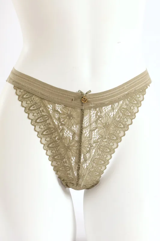 Full Lace Brazilian Panty - Khaki sold by Edgars