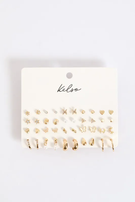 20 Pack Butterfly Hoops - Gold sold by Edgars