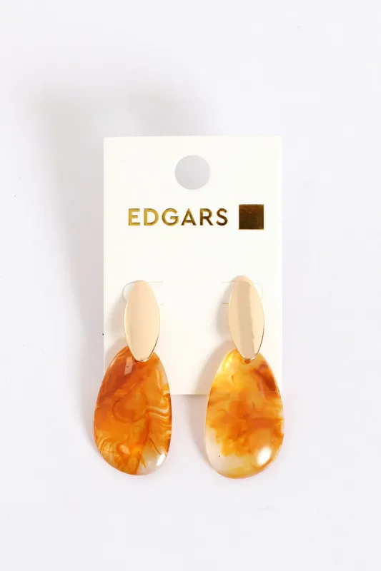 Resin Drop Earring - Gold sold by Edgars