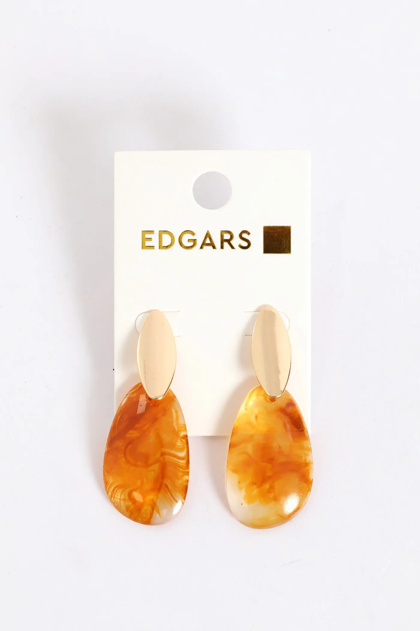 Resin Drop Earring - Gold sold by Edgars
