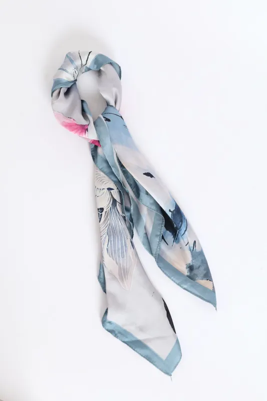 Watercolour Satin Feel Scarf - Light Blue sold by Edgars