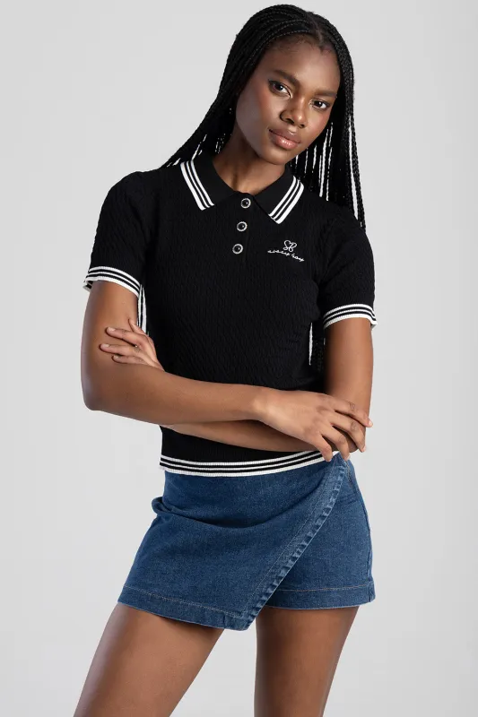 Knit Logo Polo Shirt - Black sold by Edgars