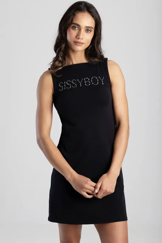 On The Rise Bling Logo Boat Neck Mini Dress - Black sold by Edgars