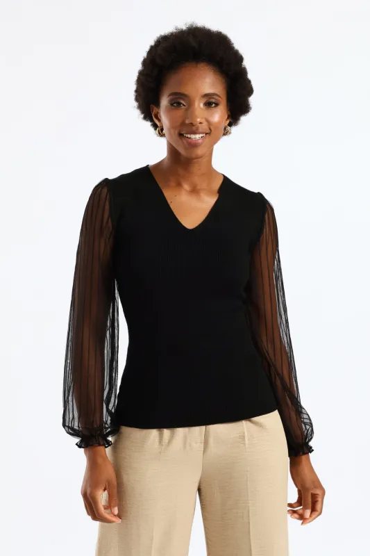 V-Neck Knitwear Combo Pullover - Black sold by Edgars