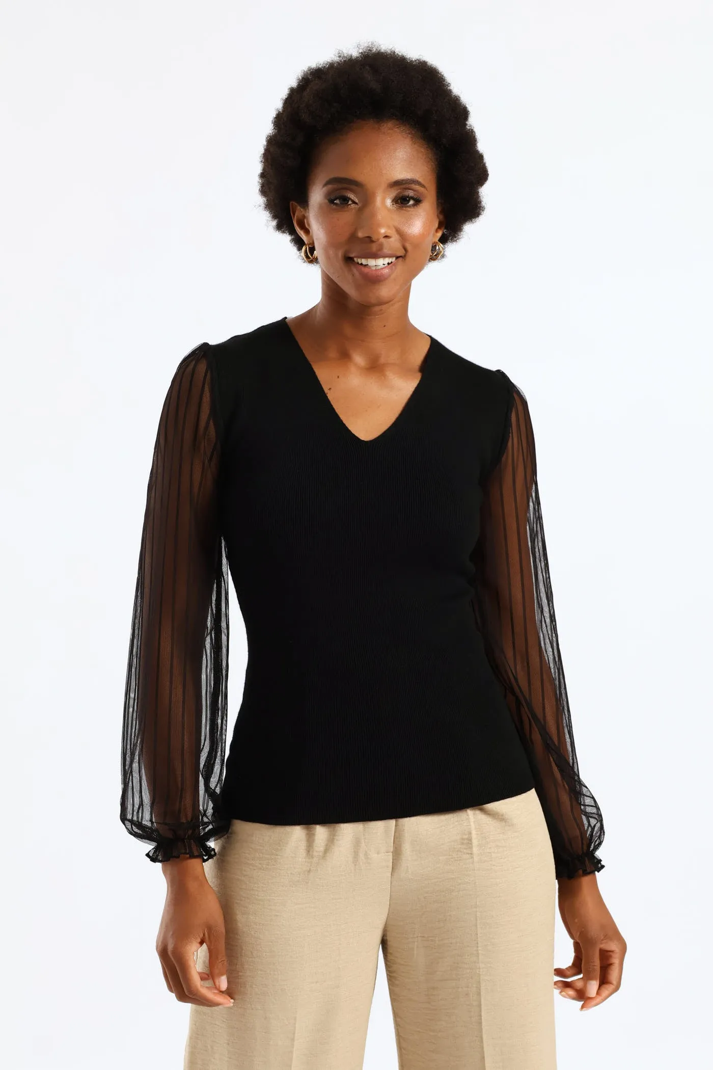 V-Neck Knitwear Combo Pullover - Black sold by Edgars