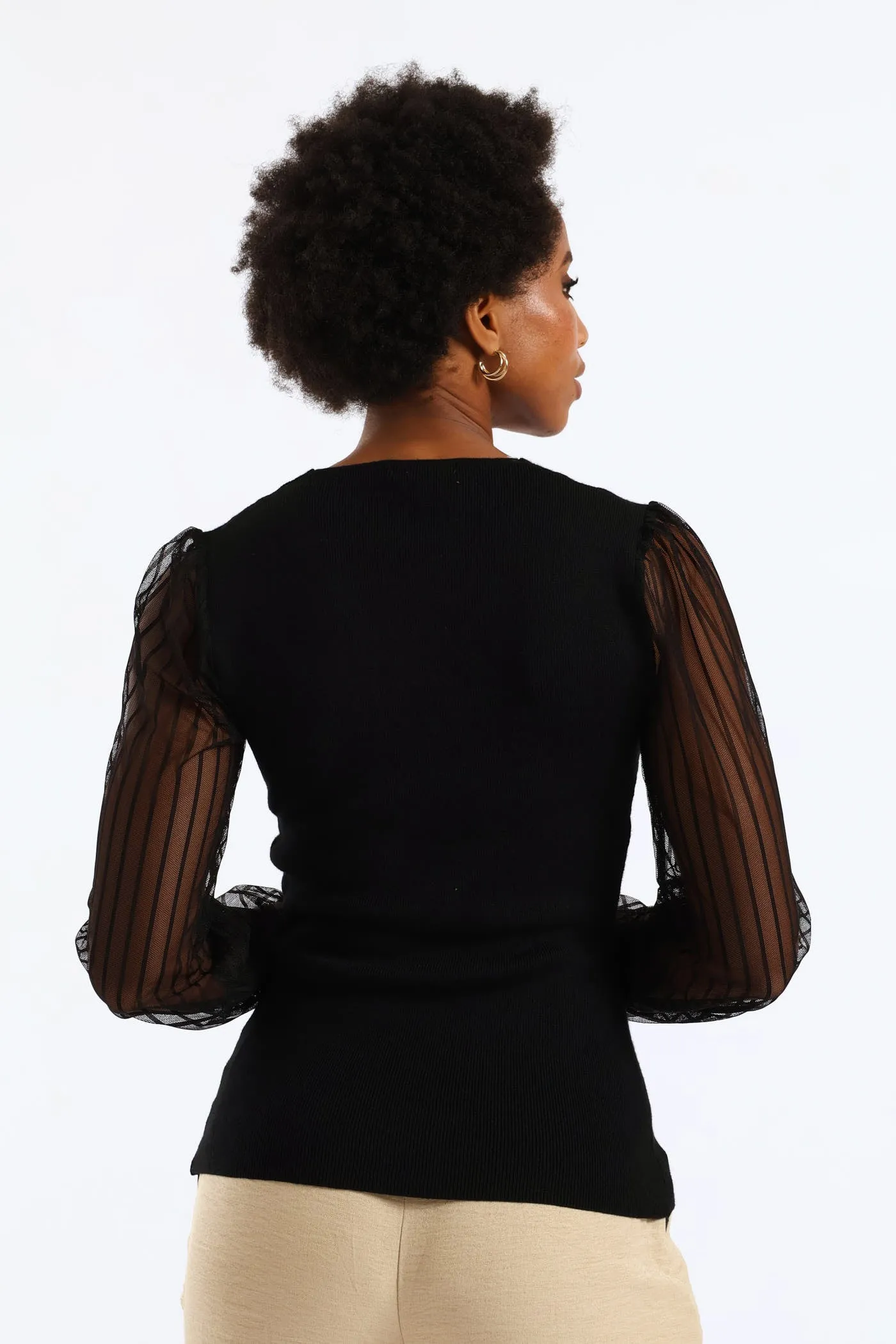 V-Neck Knitwear Combo Pullover - Black sold by Edgars product image thumbnail 3