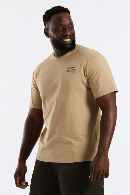 Wings Stone Denim Company Heavy Weight T-Shirt - Taupe sold by Edgars