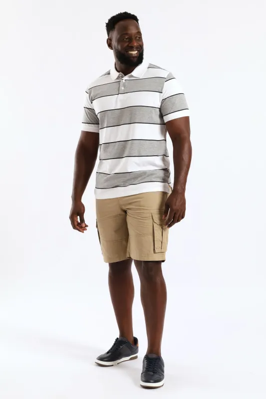 Wide Stripe Golfer - Black/White/Grey Melange sold by Edgars