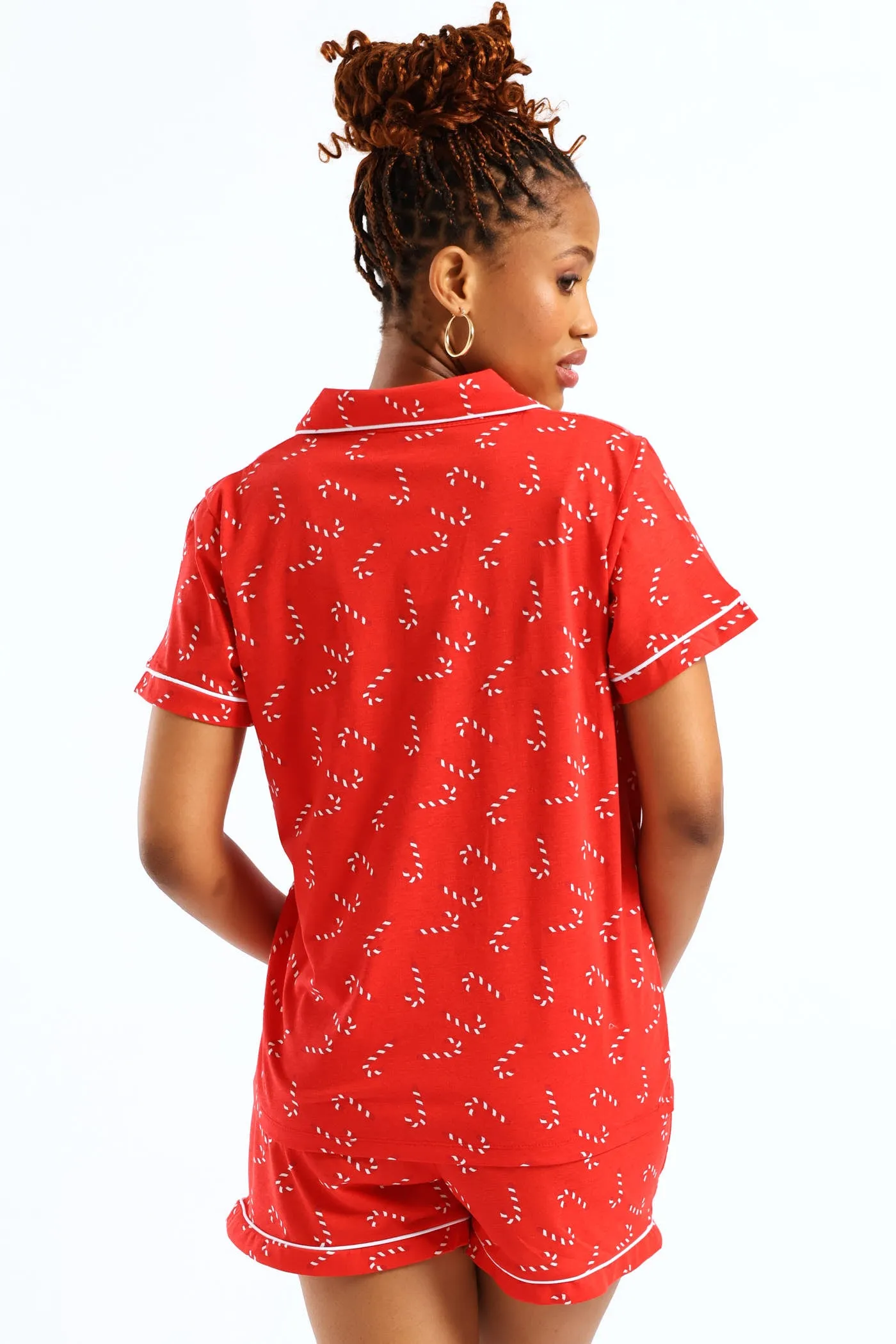 Button Through Xmas Knit Short Set - White/Red sold by Edgars product image thumbnail 3