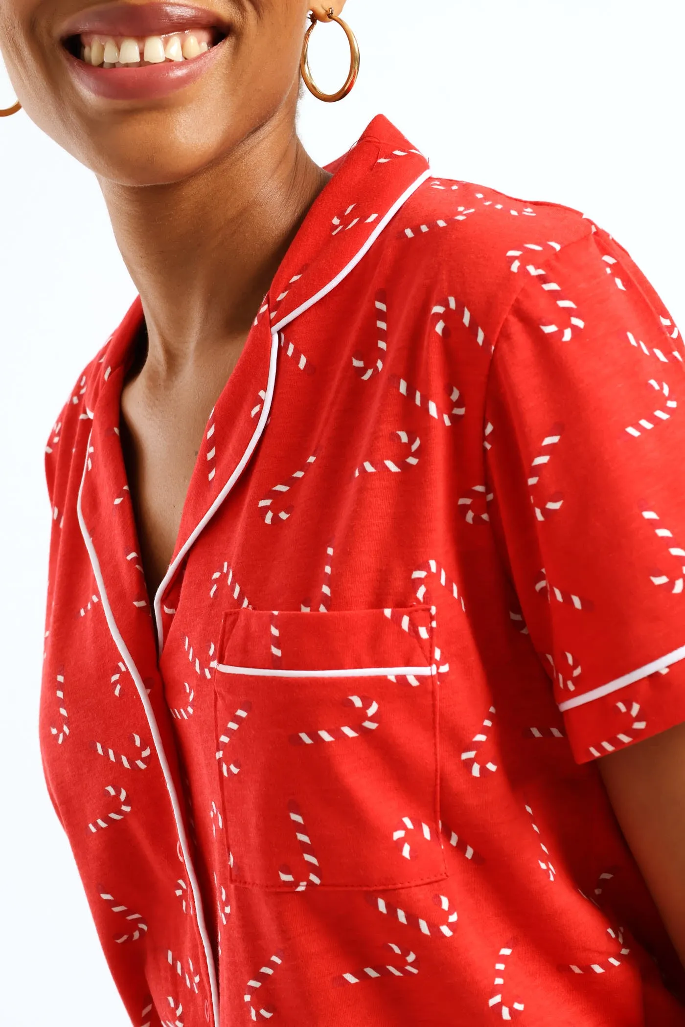 Button Through Xmas Knit Short Set - White/Red sold by Edgars product image thumbnail 2