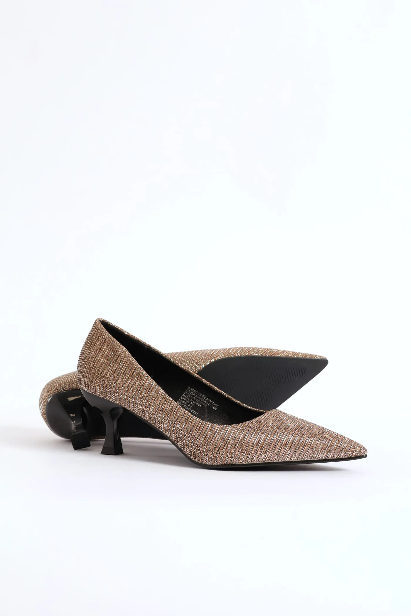 Lurex Kitten Court Heel - Gold sold by Edgars
