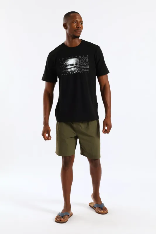 Side Print Swim Short - Olive sold by Edgars