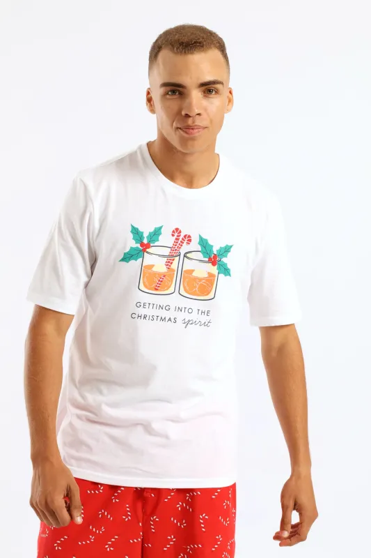 Christmas Print Knit Tee - White sold by Edgars