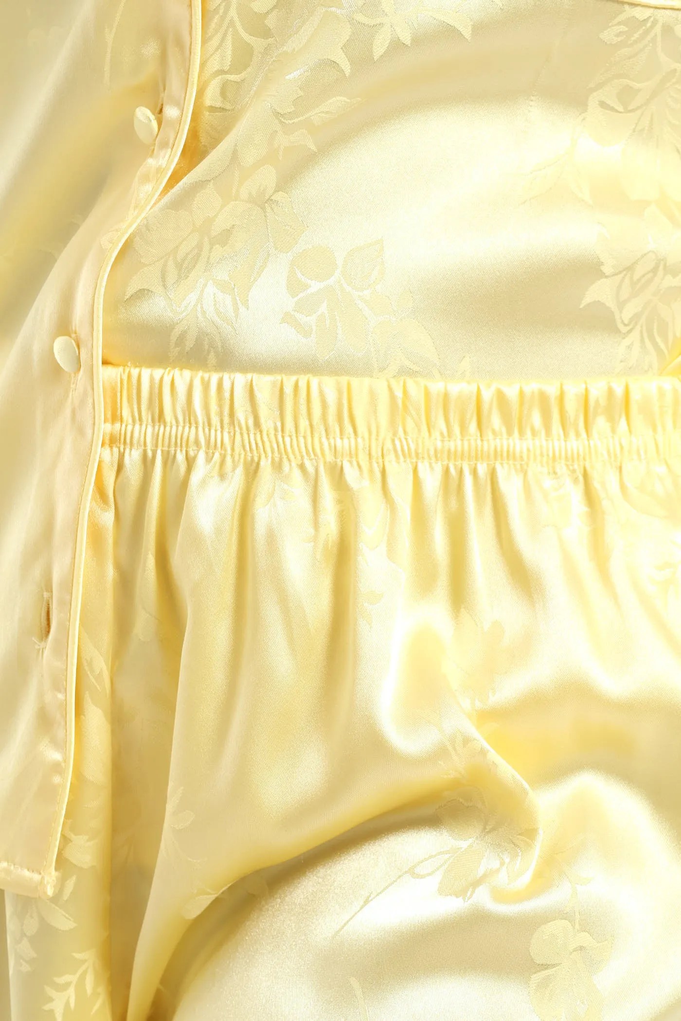 Button Through Satin Embossed Floral Short Set - Yellow sold by Edgars product image thumbnail 5