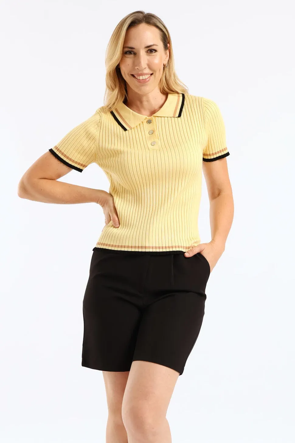 Concealed Button Short - Black sold by Edgars