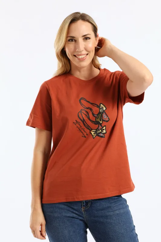 Ballet Shoes Boxy Tee - Crimson sold by Edgars