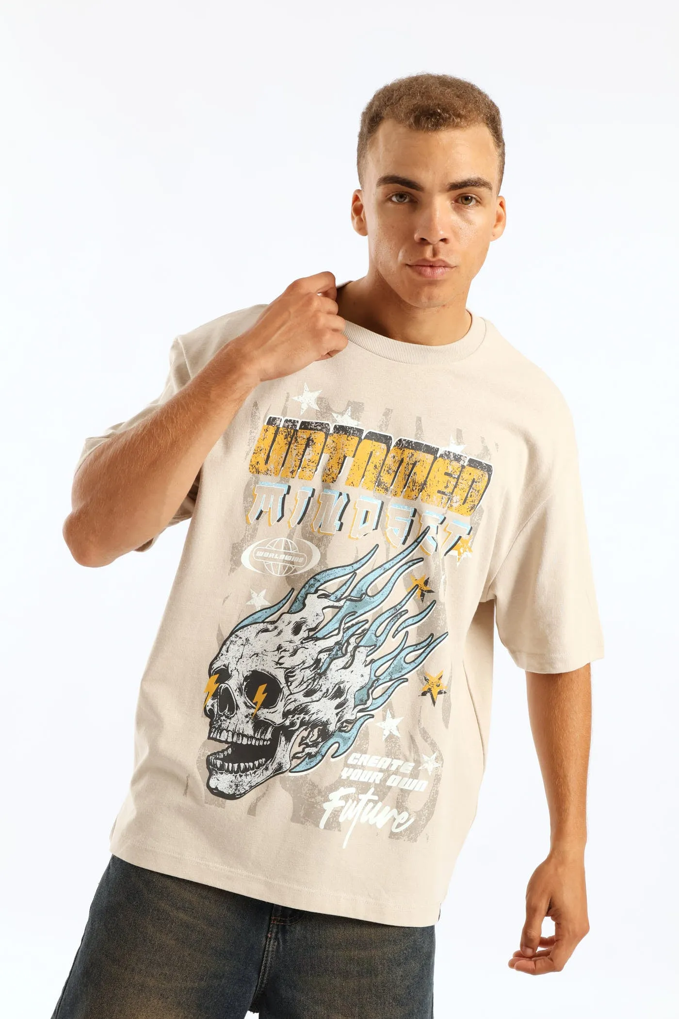 Skull Records Oversized Tee - Stone sold by Edgars product image thumbnail 3