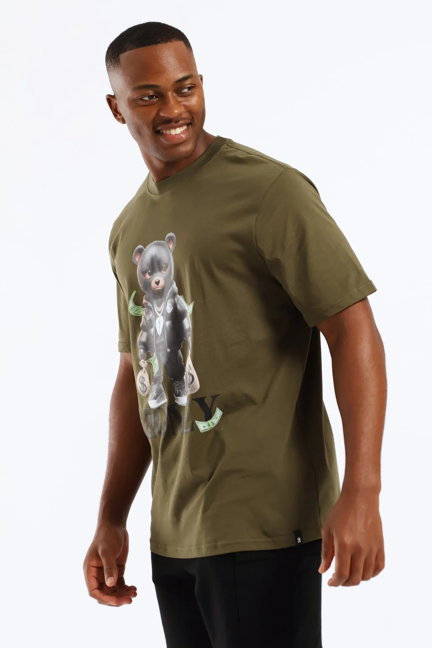 Gangsta Teddy Front Print Tee - Olive sold by Edgars product image thumbnail 4