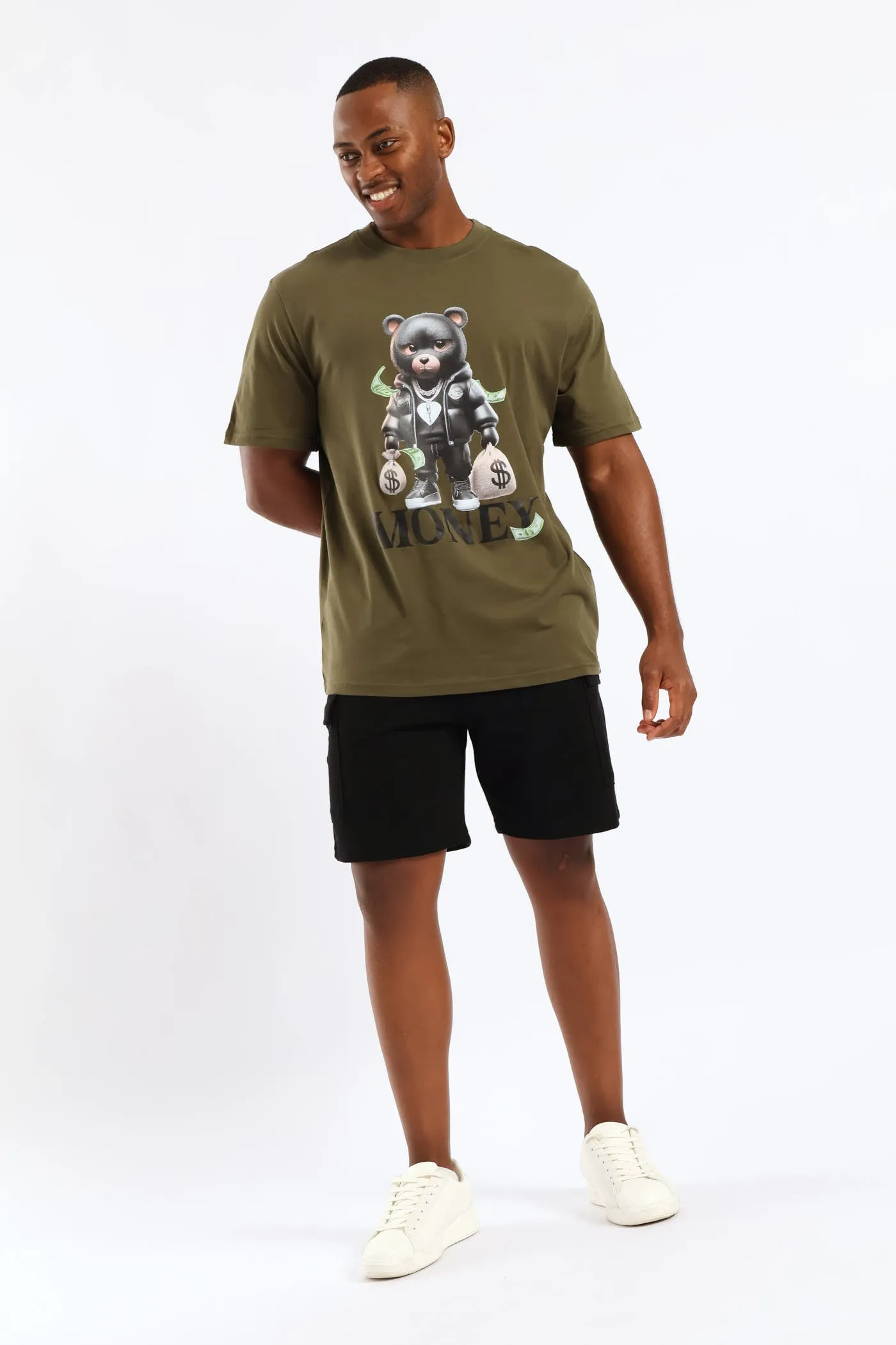 Gangsta Teddy Front Print Tee - Olive sold by Edgars product image thumbnail 5