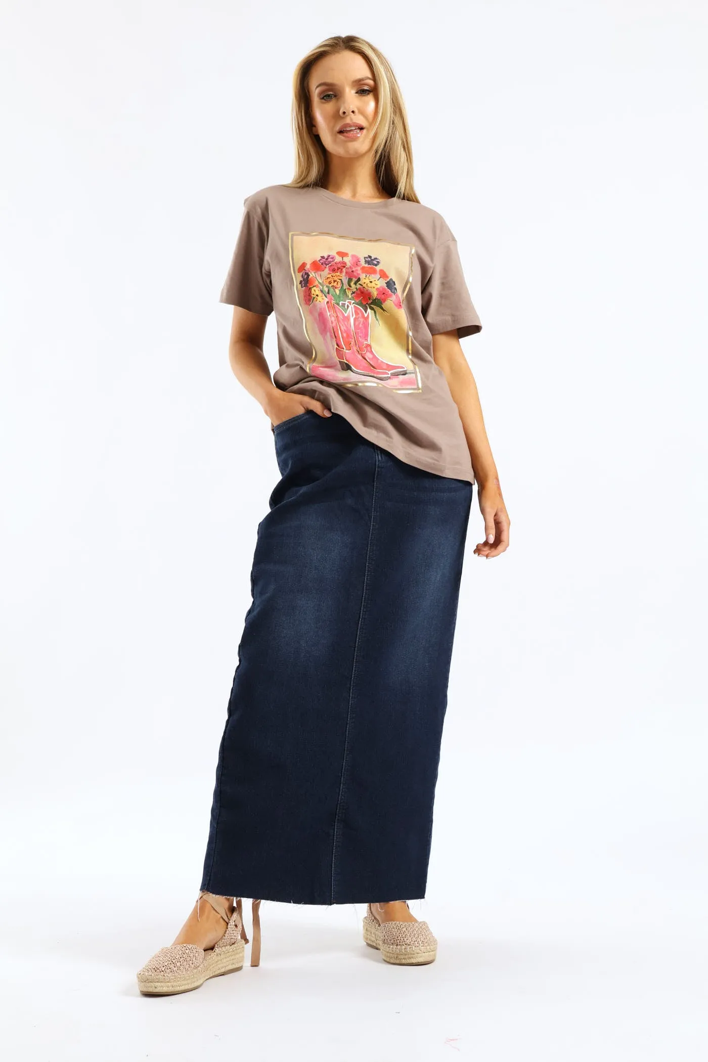 Bouquet & Boots Tee - Taupe sold by Edgars product image thumbnail 5