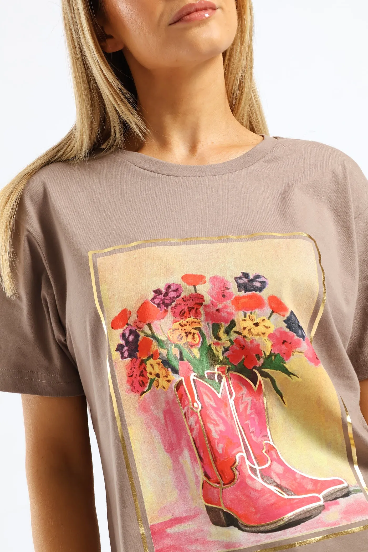 Bouquet & Boots Tee - Taupe sold by Edgars product image thumbnail 2