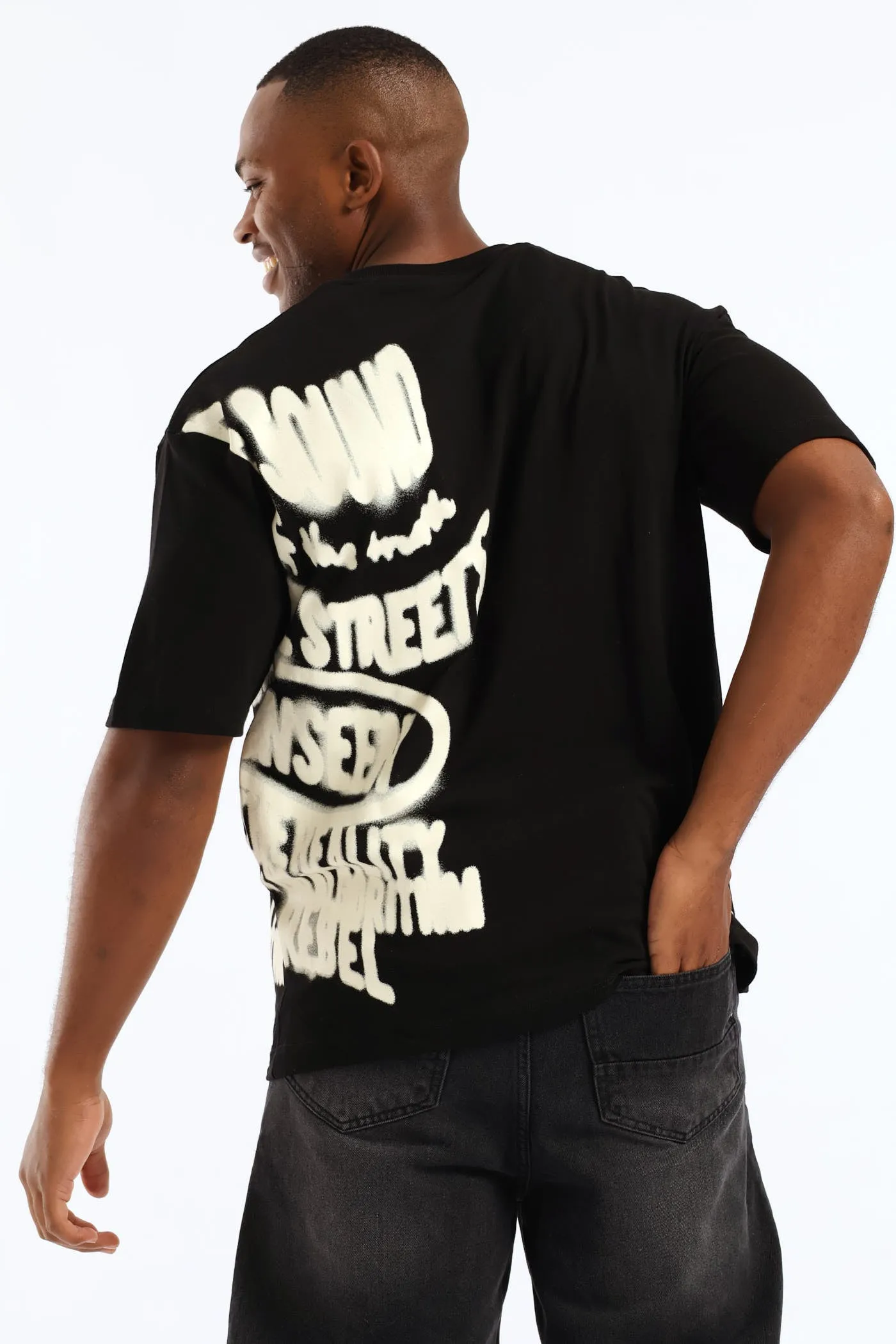 Side Print Oversized Tee - Black sold by Edgars product image thumbnail 4