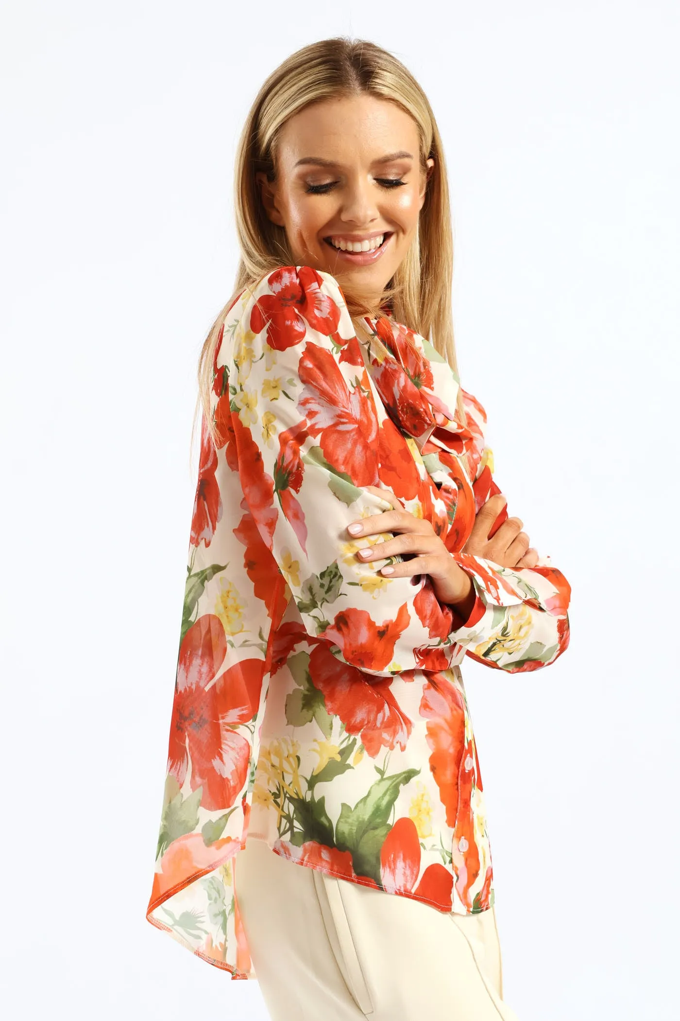 Kitty Bow Bold Floral Blouse - Cream sold by Edgars product image thumbnail 4