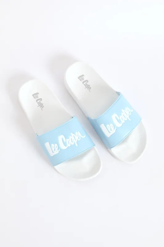 Logo Embossed Vamp Slide - White/Blue sold by Edgars