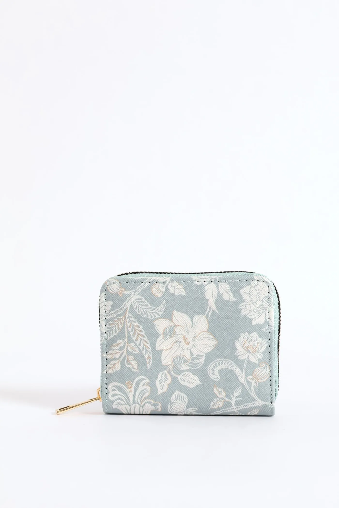 Floral Print Zip Around Purse - Sage sold by Edgars