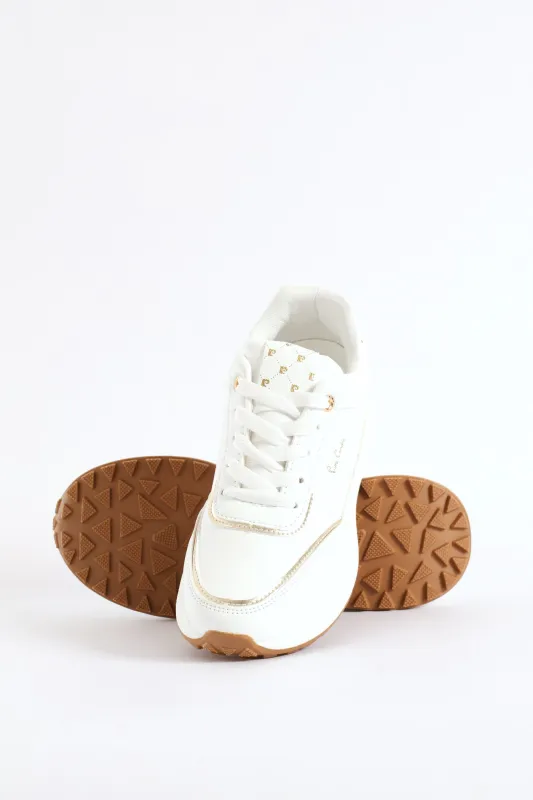 Gold Trim Sneaker - White sold by Edgars