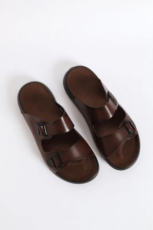 Double Buckle Comfort Sandal - Brown sold by Edgars