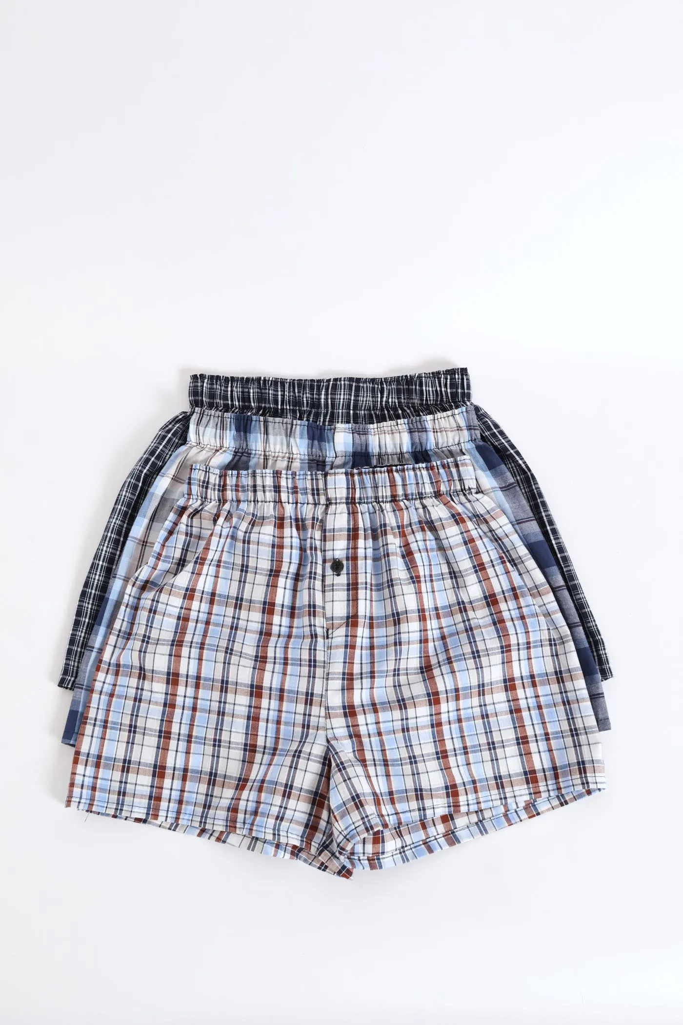 3 Pack Check Value Boxers - Navy/Grey sold by Edgars