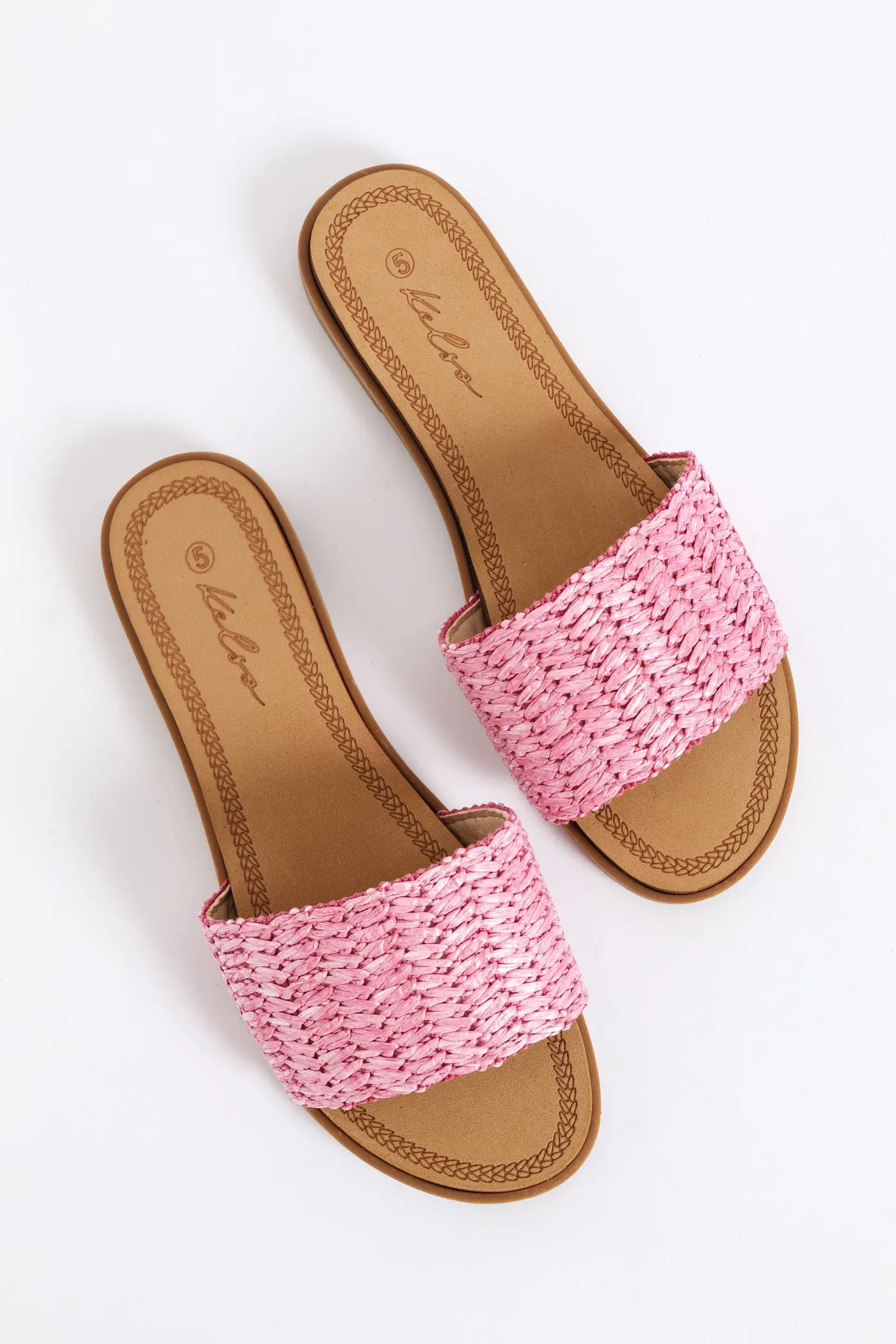 Raffia Single Band Mule On Comfort Outsole - Pink sold by Edgars