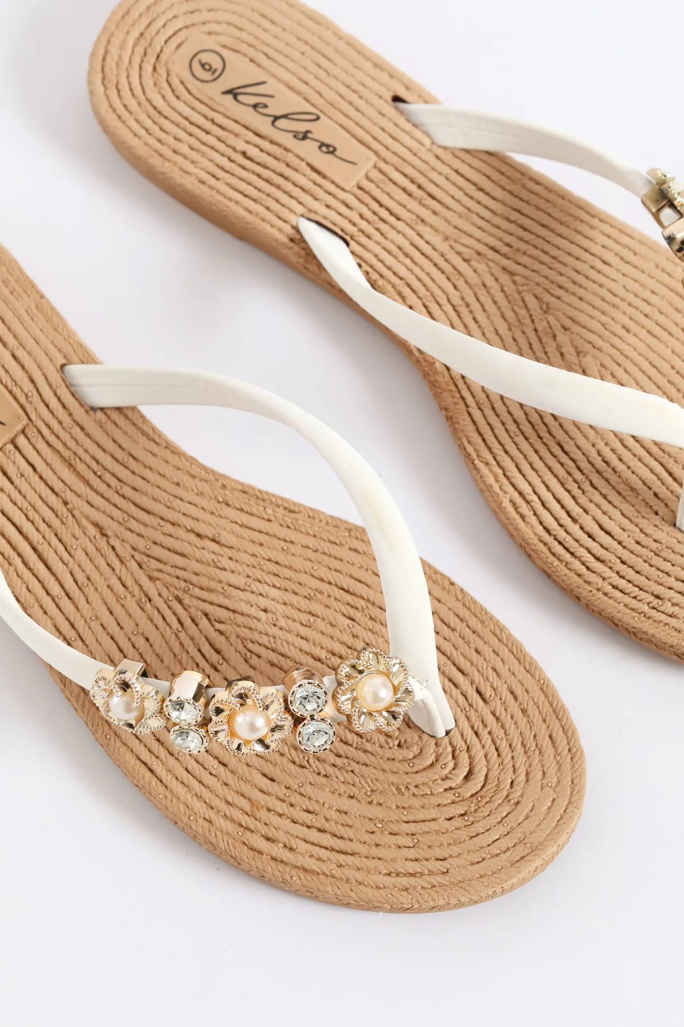 Diamante Trim Thong Sandal - White sold by Edgars product image thumbnail 2