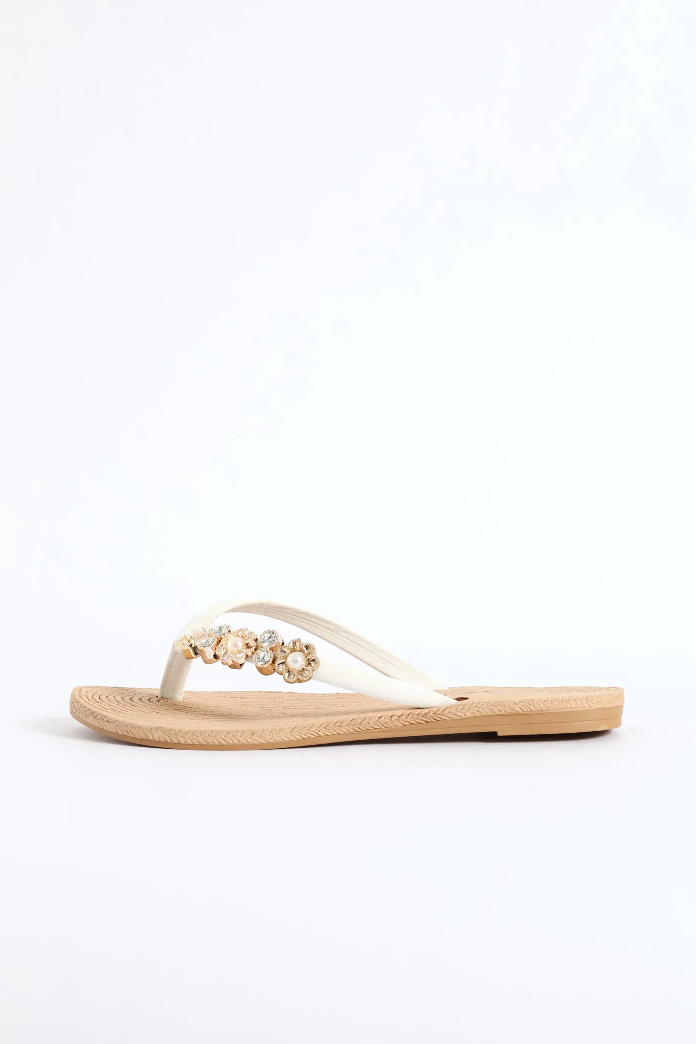 Diamante Trim Thong Sandal - White sold by Edgars product image thumbnail 4
