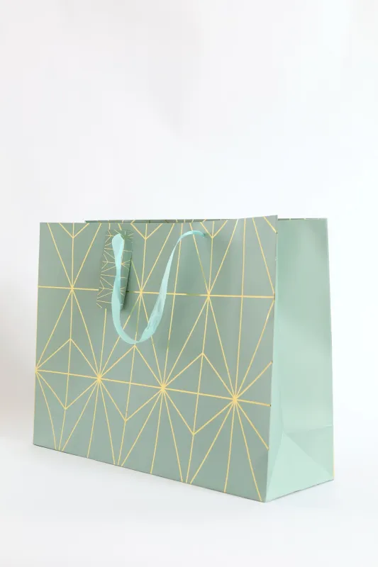 Diamond Foil Print Gift Bag - Sage sold by Edgars