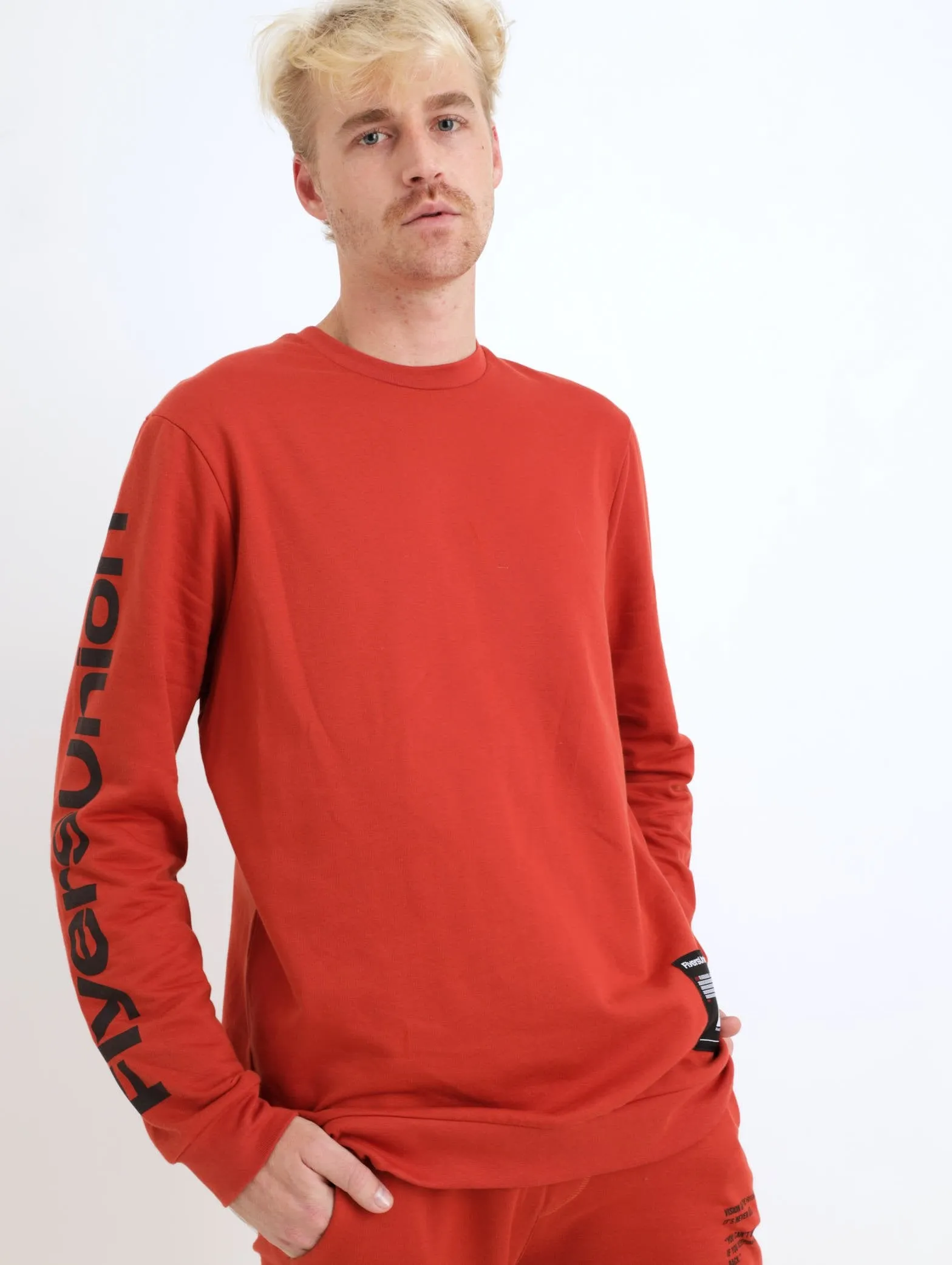 Men's Sleeve Print Crew Neck Top - Rust sold by Edgars