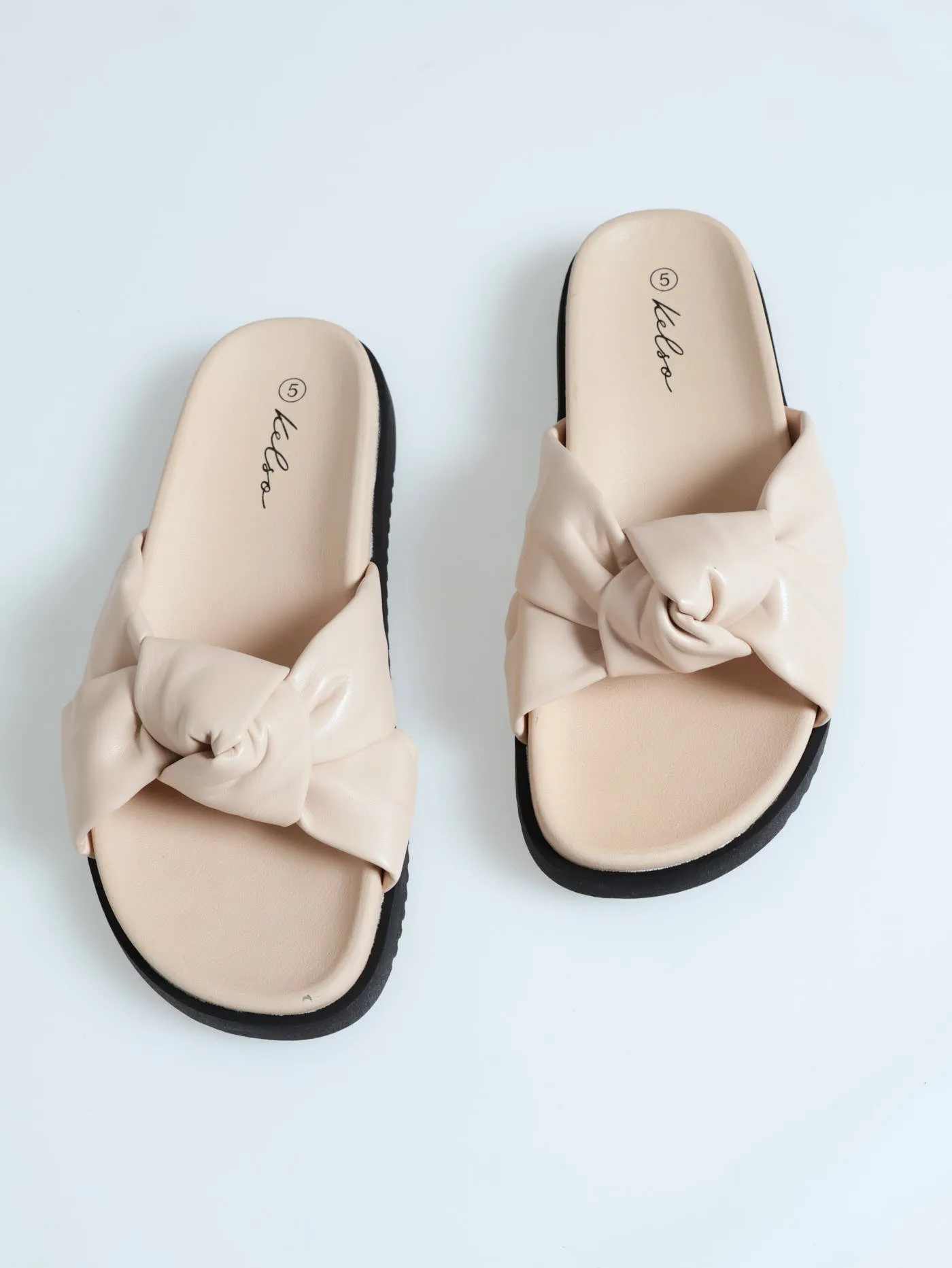 Knotted Band Flatform Mule Sandal - Oatmeal sold by Edgars