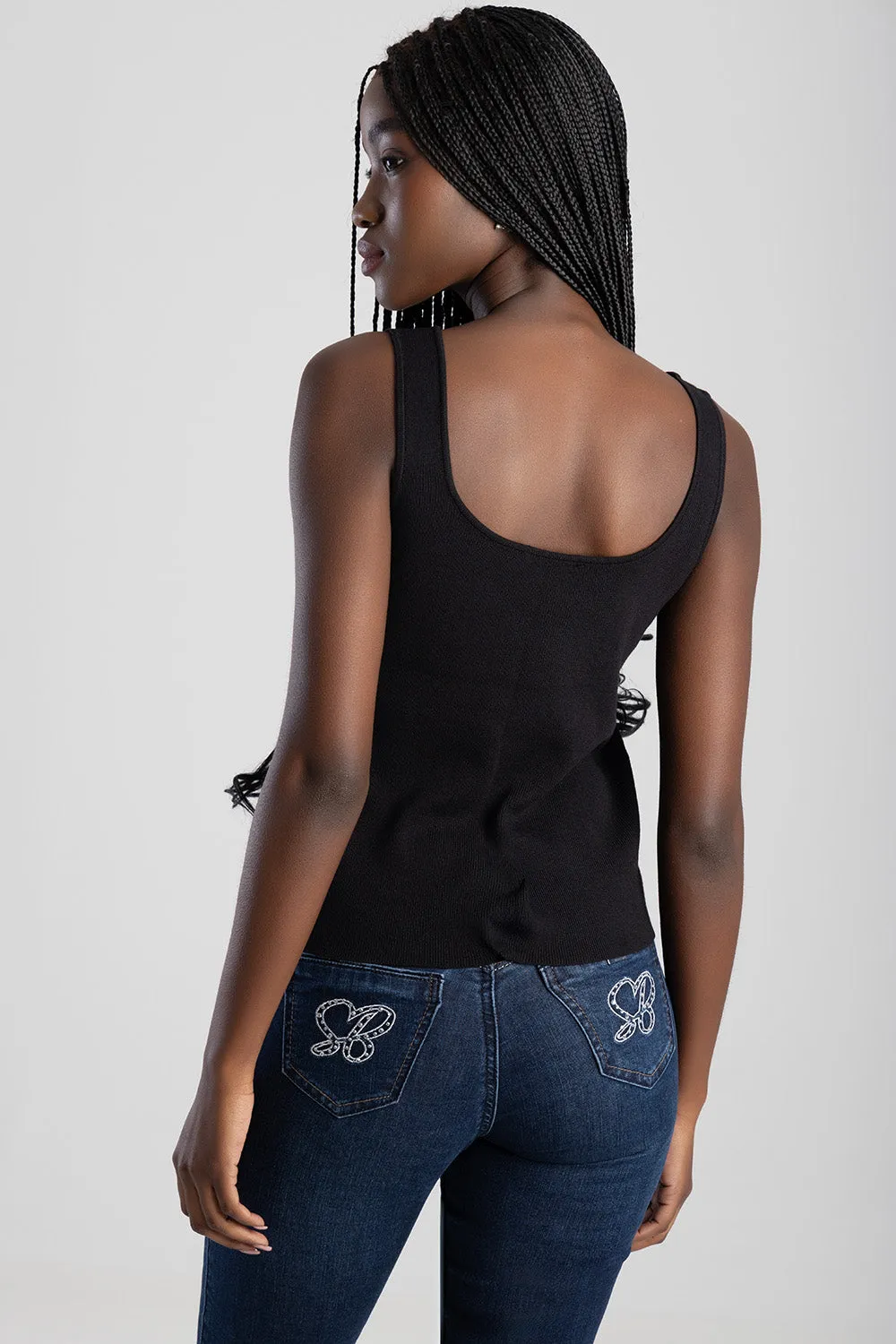 Sleeveless Knit Top With Embroidered Logo Design - Black sold by Edgars product image thumbnail 2