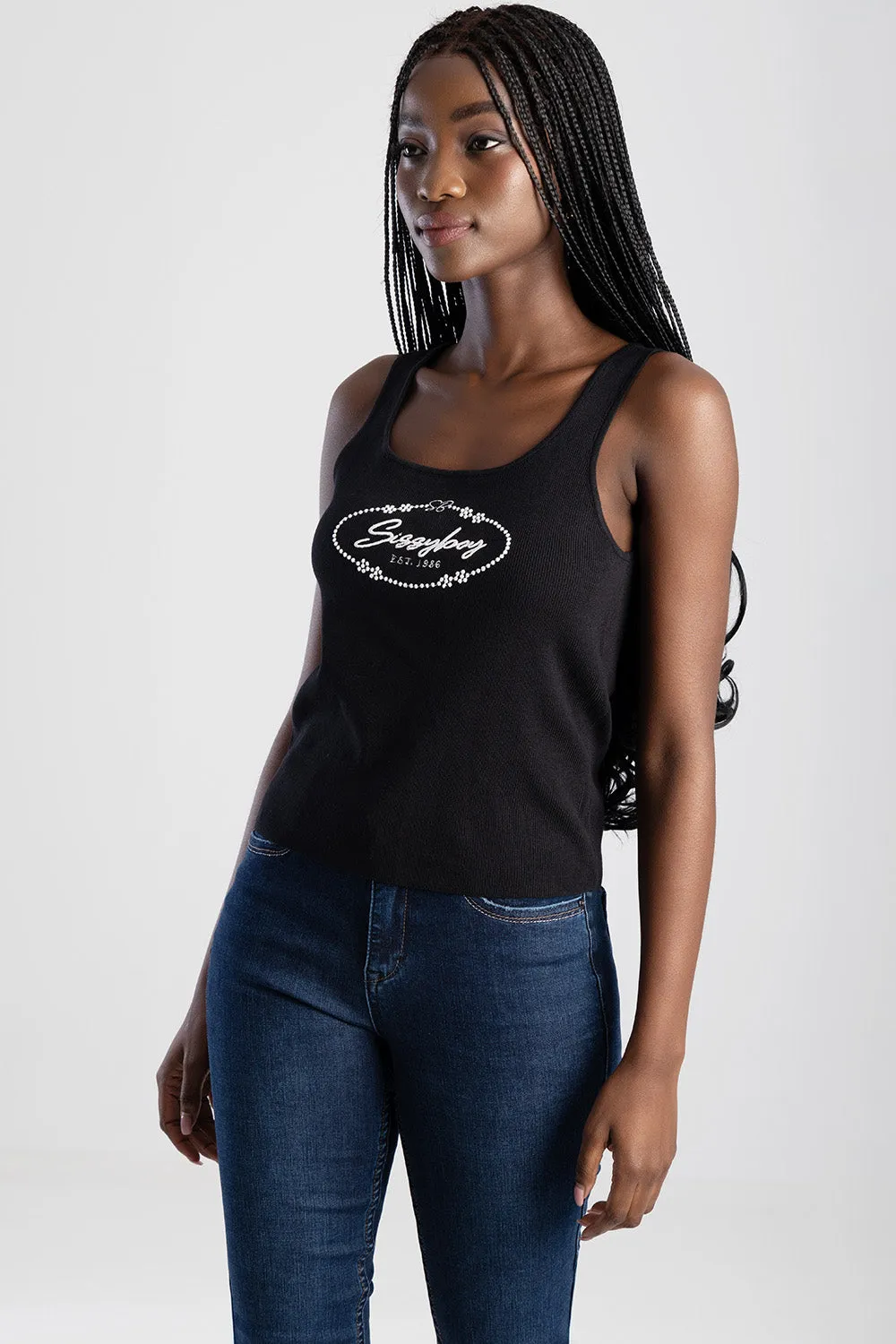 Sleeveless Knit Top With Embroidered Logo Design - Black sold by Edgars product image thumbnail 4