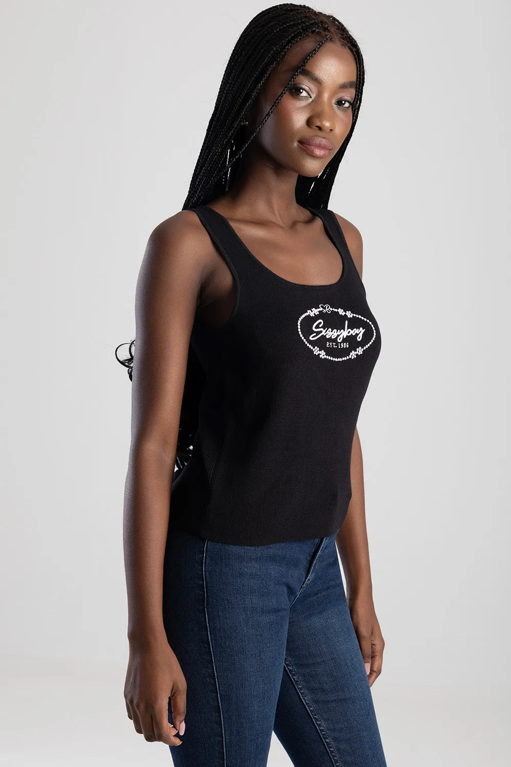 Sleeveless Knit Top With Embroidered Logo Design - Black sold by Edgars product image thumbnail 5